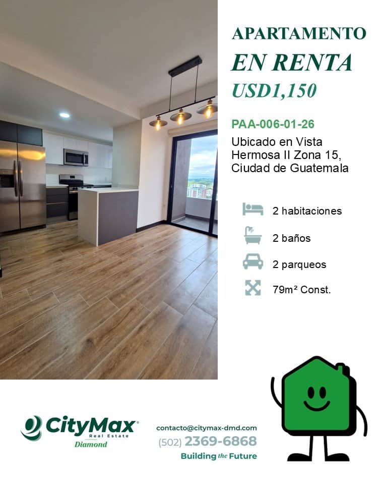 Apartamento en Renta en Vista Hermosa 2 Zona 15 Ciudad de Guatemala