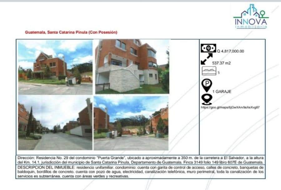 CONDOMINIO-PUERTA GRANDE-KM. 14.1 JURIDICCION DE SANTA CATARINA PINULA-