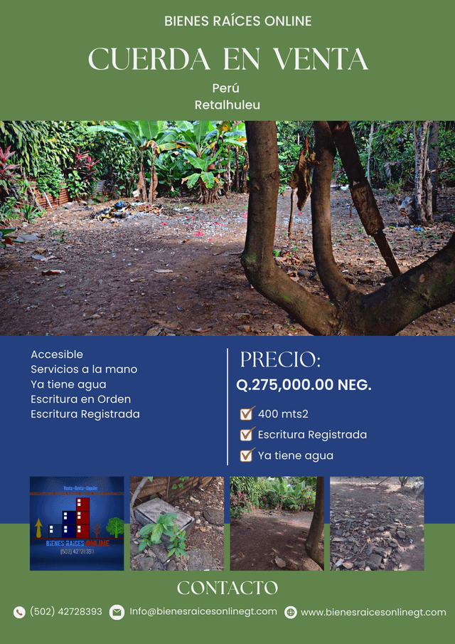 Terreno en venta en Retalhuleu · 400 m²