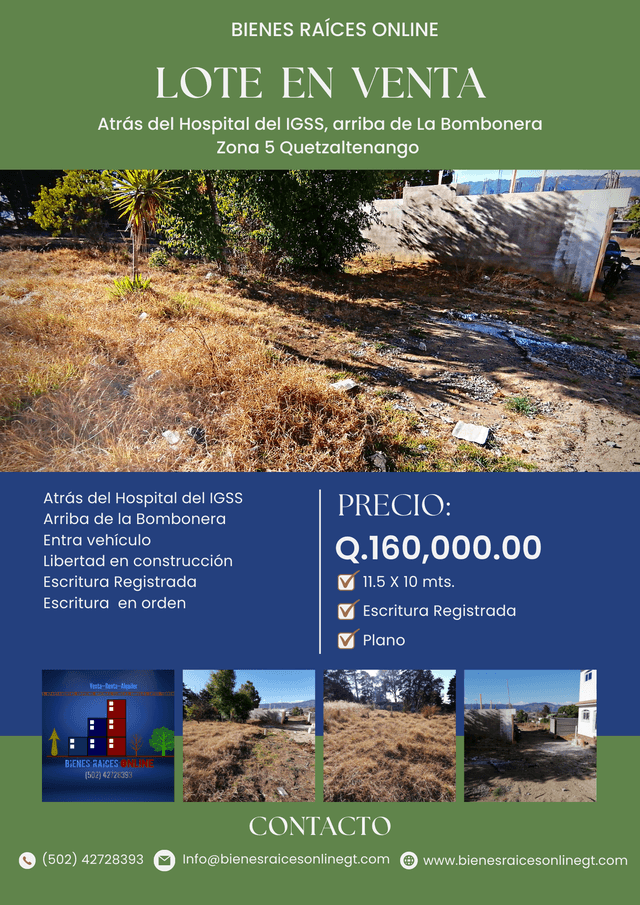 Terreno en venta en Zona 5, Quetzaltenango