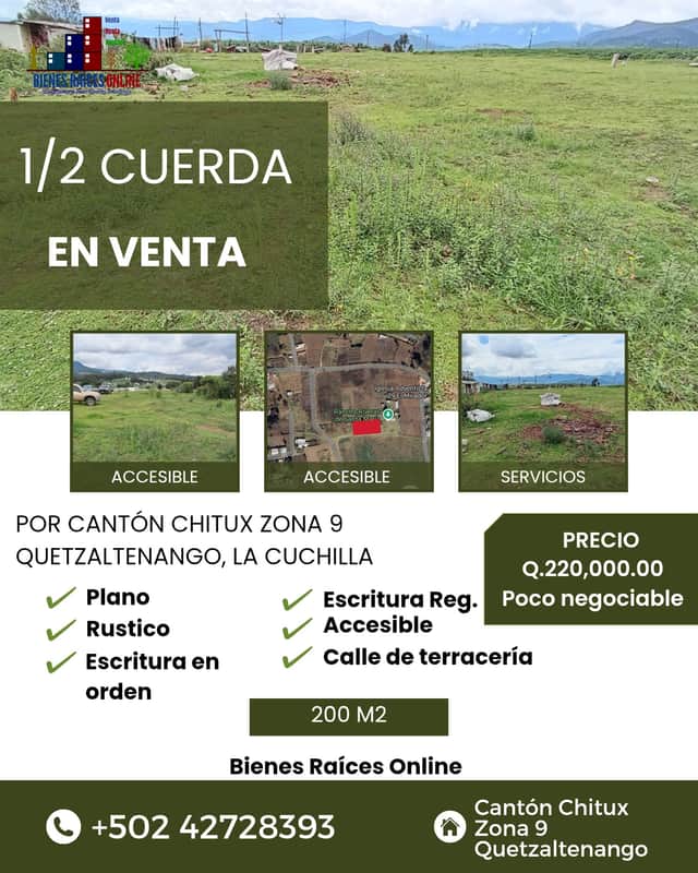 Terreno en venta en Zona 9, Quetzaltenango · 20 m²