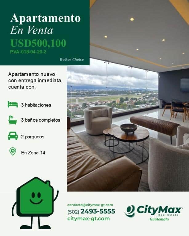 Apartamento en Venta en la Zona 14 Guatemala, Ciudad de Guatemala