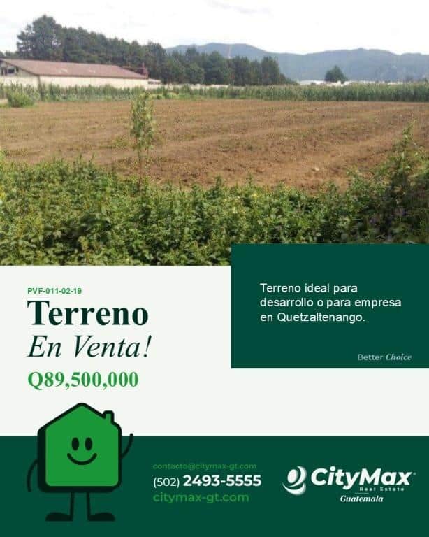 Terreno de 75 cuerdas en Venta en Quetzaltenango