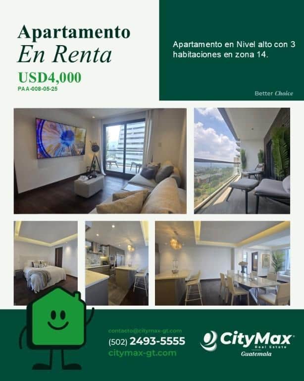 Espectacular Apartamento amueblado en renta zona 14, Ciudad de Guatemala