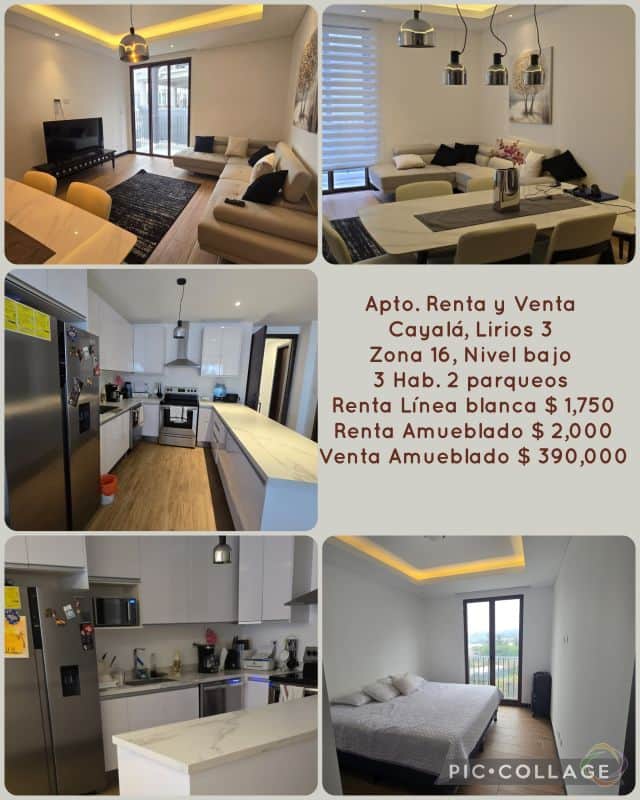 Apartamento en alquiler en Zona 16, Guatemala · 3 hab · 115 m²