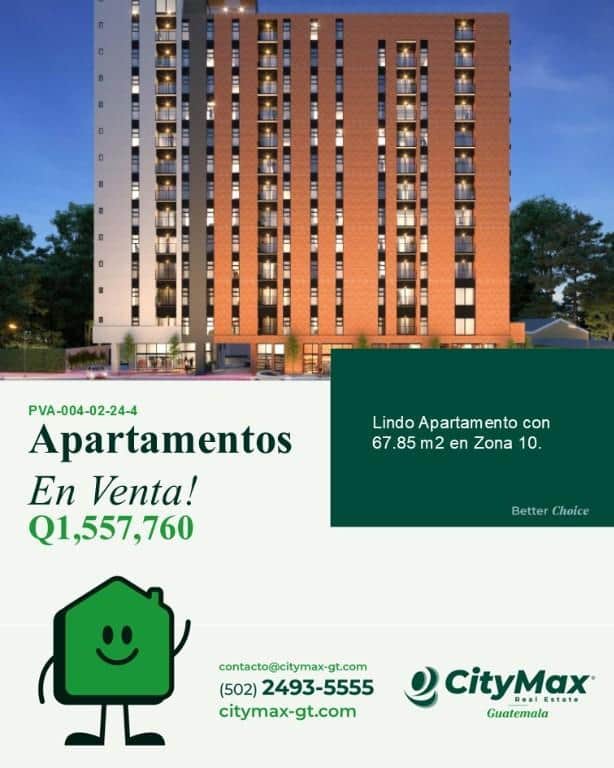 Apartamento de 2 habitaciones en Zona 10, Ciudad de Guatemala