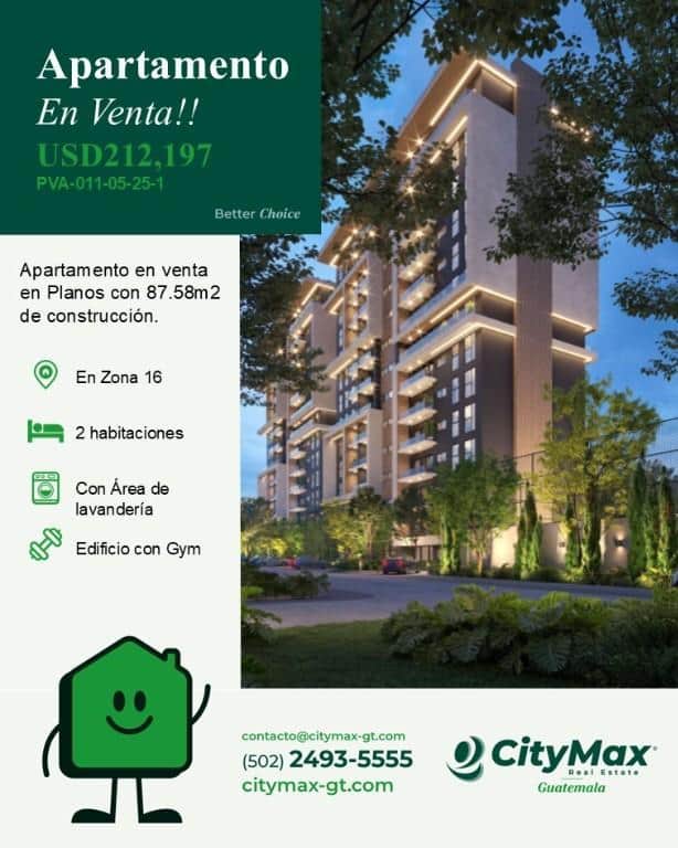 En venta apartamentos en Planos en Zona 16, Ciudad de Guatemala