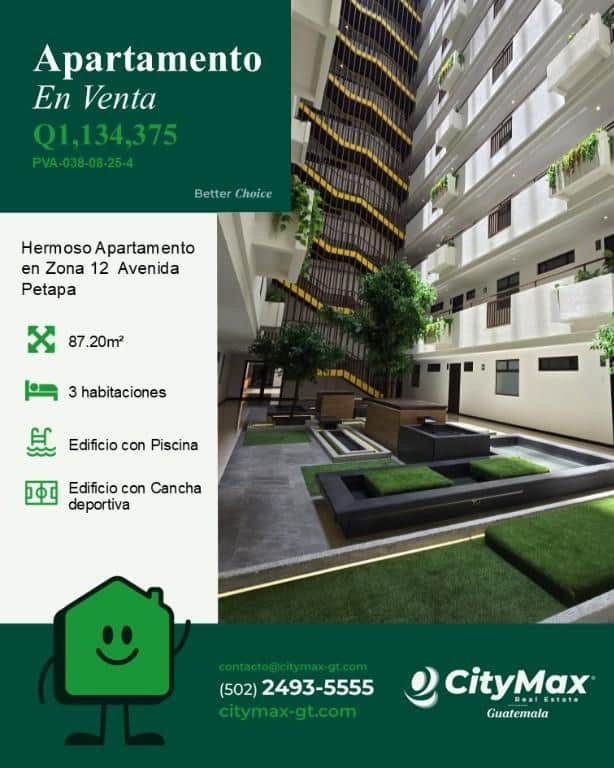 En venta apartamento en la zona 12 Avenida Petapa, Ciudad de Guatemala