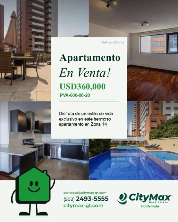 Apartamento en venta en zona 14 de 2 habitaciones, Ciudad de Guatemala