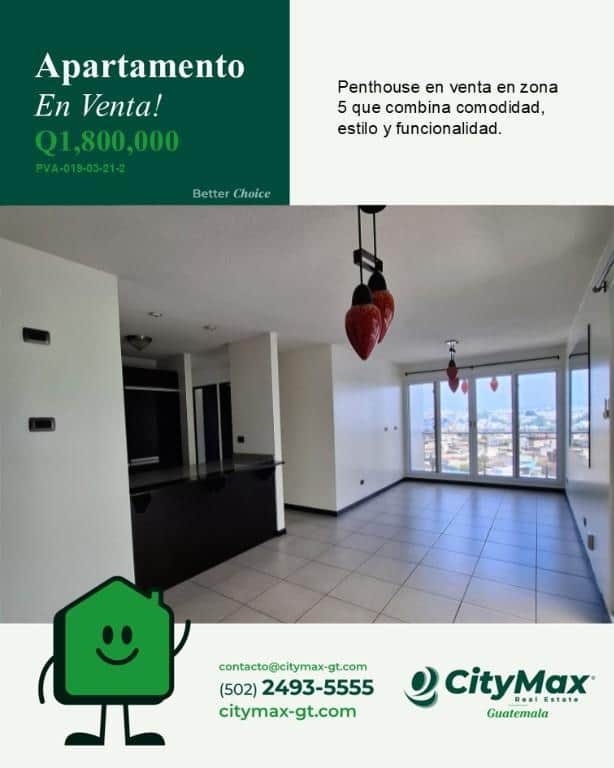 PentHouse en venta en zona 5 de 3 habitaciones, Ciudad de Guatemala