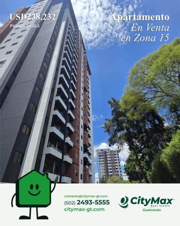 En venta apartamento en la zona 15 de 2 habitaciones, Ciudad de Guatemala
