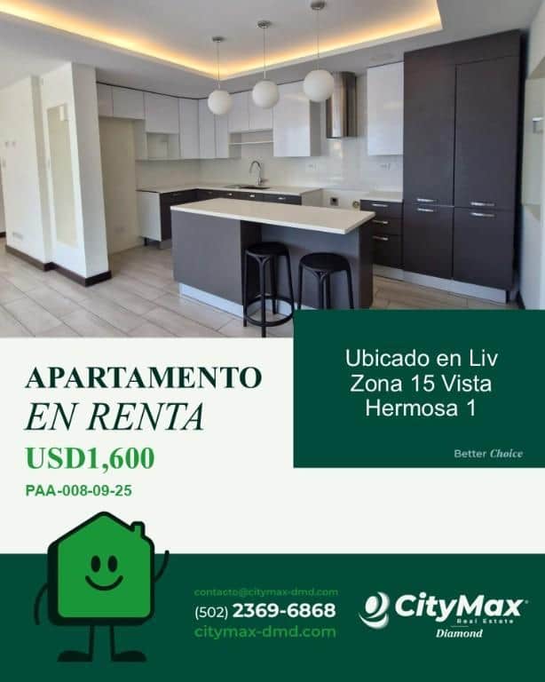 Apartamento en Renta en Vista Hermosa 1 Zona 15, Ciudad de Guatemala