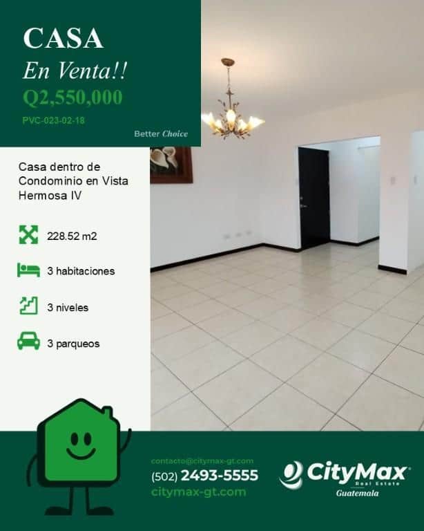 Casa en Venta en Vistas De San Isidro Zona 16, Ciudad de Guatemala
