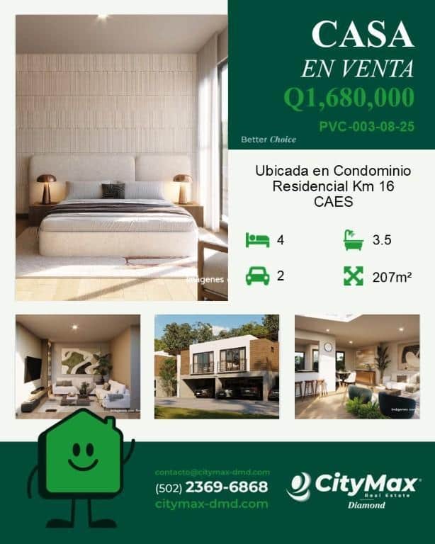 Casa en Condominio Residencial en Venta en Km 16 CAES, Santa Catarina Pinula