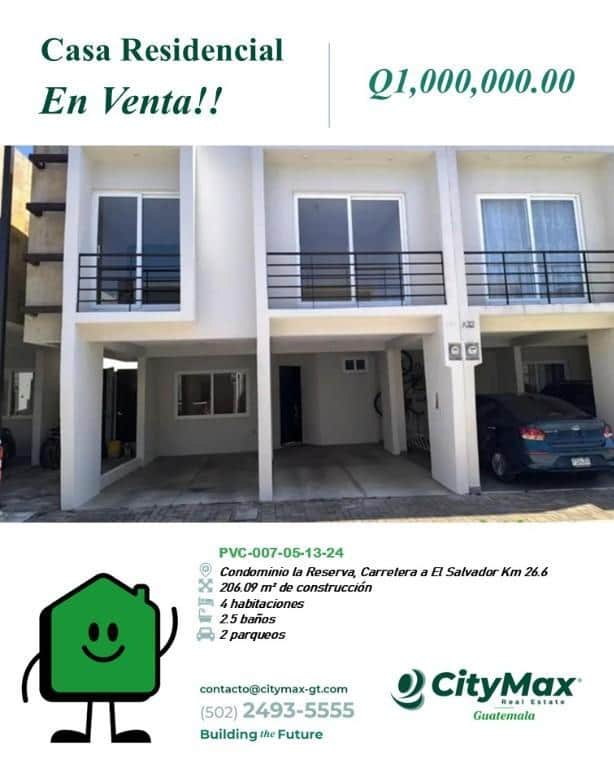 Venta de Casa en Condominio la Reserva, Santa Elena Barillas