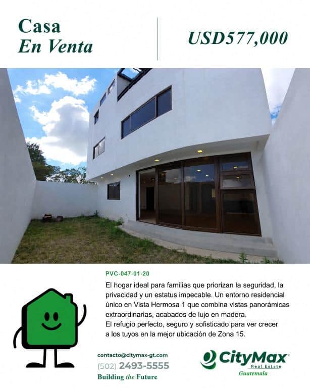 Casa en Venta de 3 niveles en Vista Hermosa 1 Zona 15, Guatemala