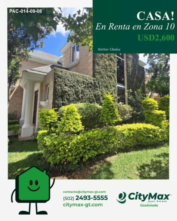 En Zona de Ciudad de Guatemala, ubicas para alquilar amplia Casa en residencial diagonal 6 . Guatemala