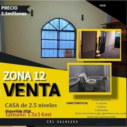 VENTA DE CASA EN ZONA 12 REFORMITA DE 2 NIVELES