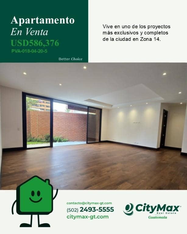 Apartamento de Lujo con Jardin en venta en la zona 14, Ciudad de Guatemala