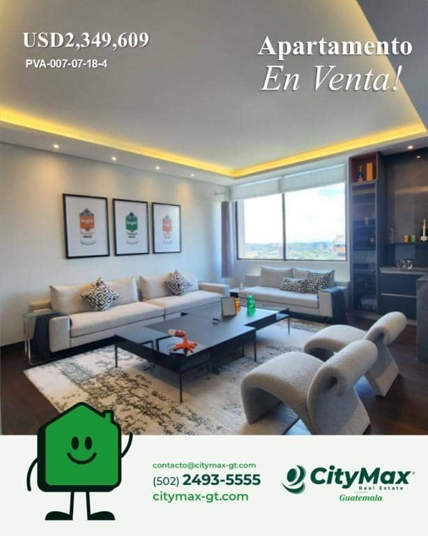 LUJOSO APARTAMENTO EN CIUDAD GUATEMALA ZONA 14, Ciudad de Guatemala