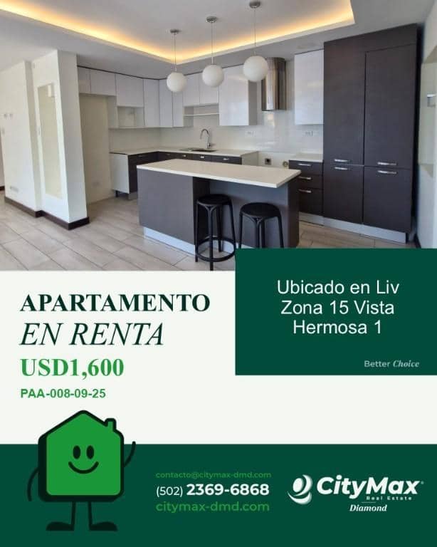 Apartamento en Renta en Vista Hermosa 1 Zona 15, Ciudad de Guatemala