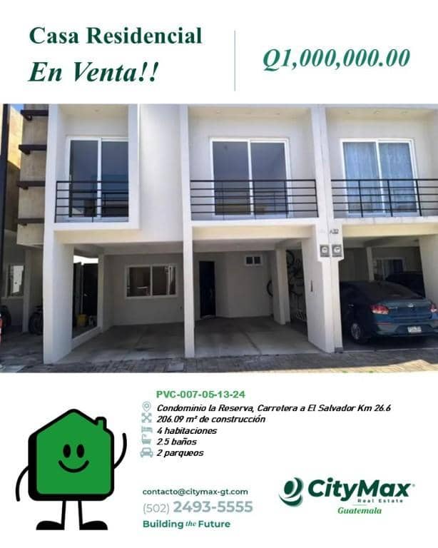 Venta de Casa en Condominio la Reserva, Santa Elena Barillas