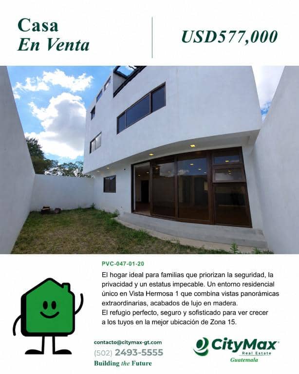Casa en Venta de 3 niveles en Vista Hermosa 1 Zona 15, Guatemala