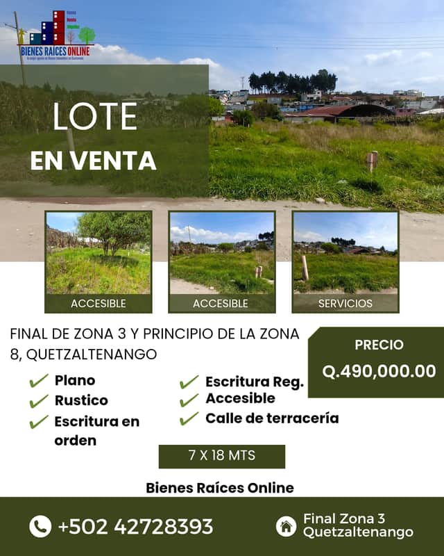 Terreno en venta en Zona 3, Quetzaltenango