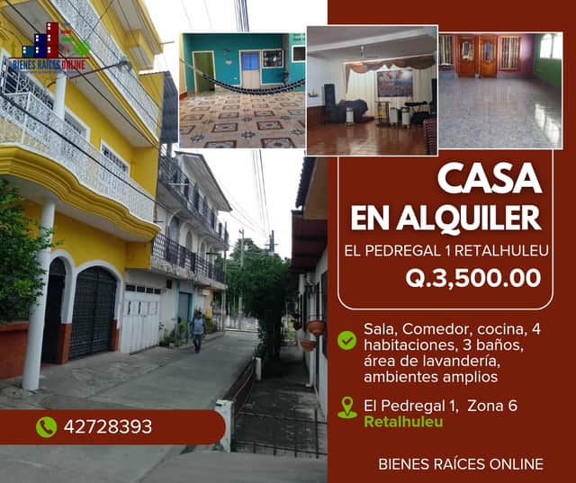 Casa en alquiler en Zona 6, Retalhuleu · 4 hab