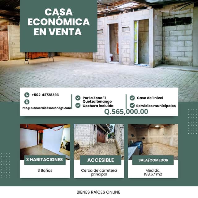 Casa en venta en Zona 11, Quetzaltenango · 3 hab · 199 m²