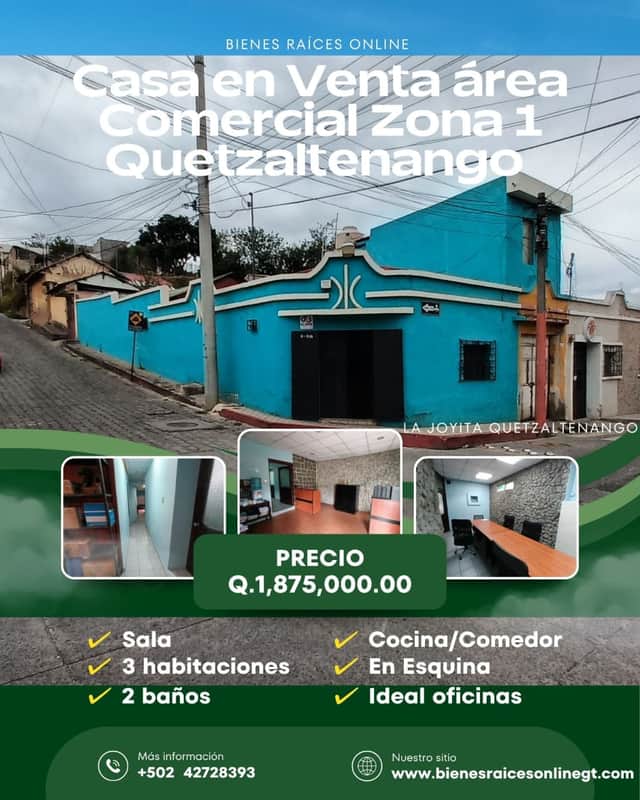 Casa en venta en Zona 1, Quetzaltenango · 3 hab · 143 m²