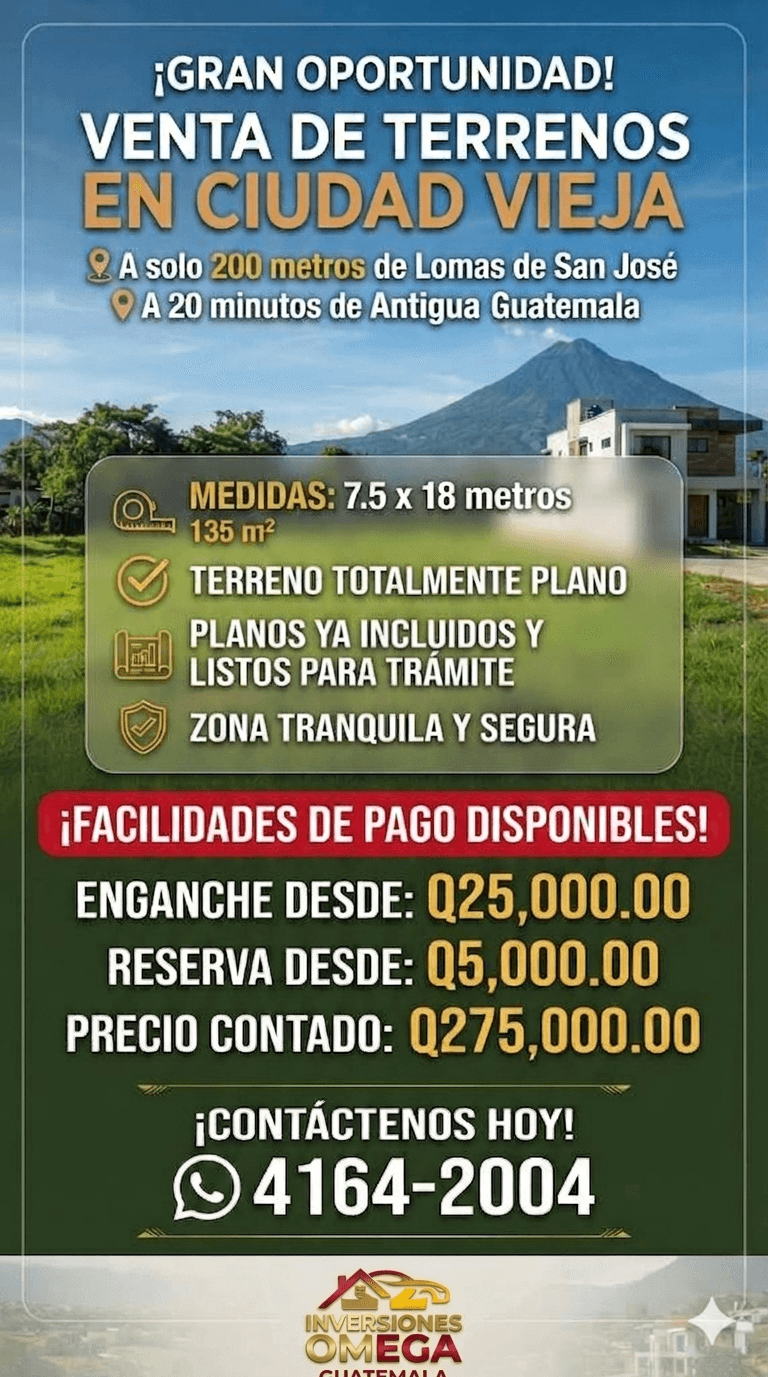 Terreno plano de 135 m² con vista panorámica en Ciudad Vieja