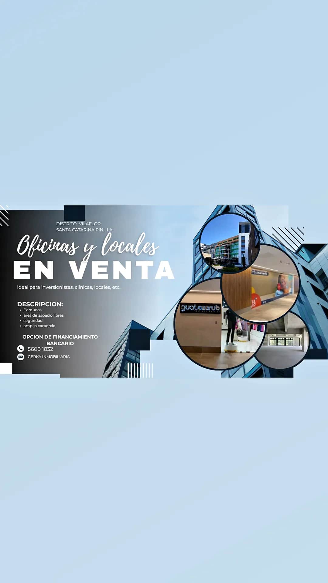 Vendo Oficinas y espacios comerciales en Centro Empresarial Distrito Vilaflor, km 16 Santa Catarina Pinula