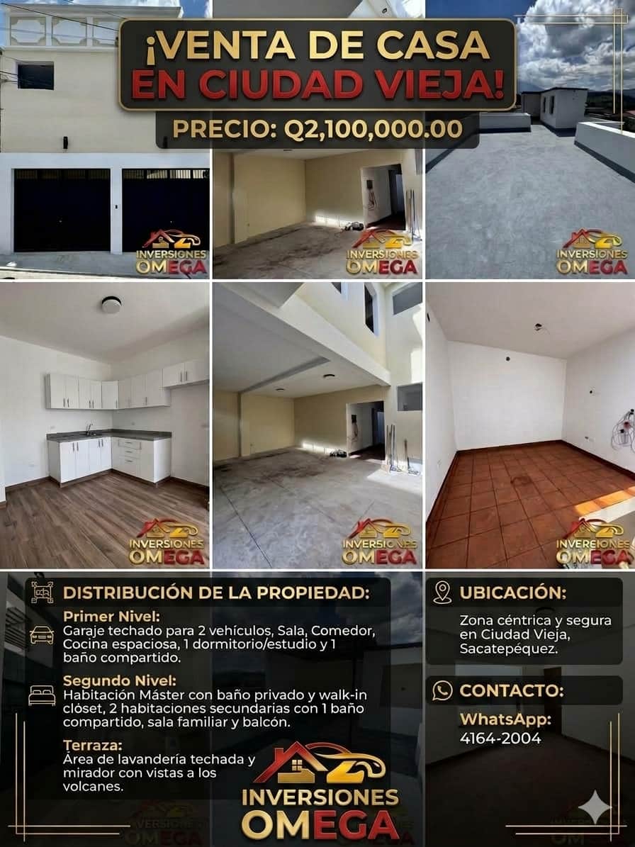 Casa nueva de 4 habitaciones con vista a volcanes en Ciudad Vieja