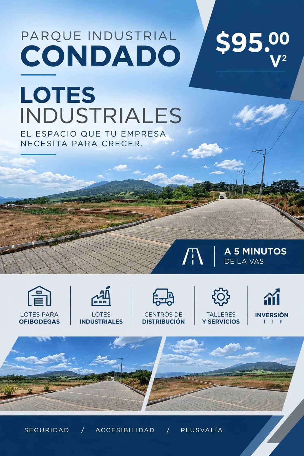 Lote industrial de 510 m² en Parque Condado, Villa Canales a 5 minutos de VAS