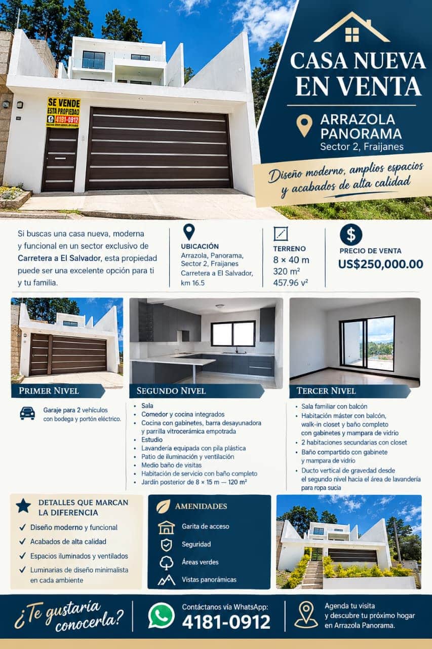 Casa en venta para estrenar en Arrazola Condominio Panorama 2