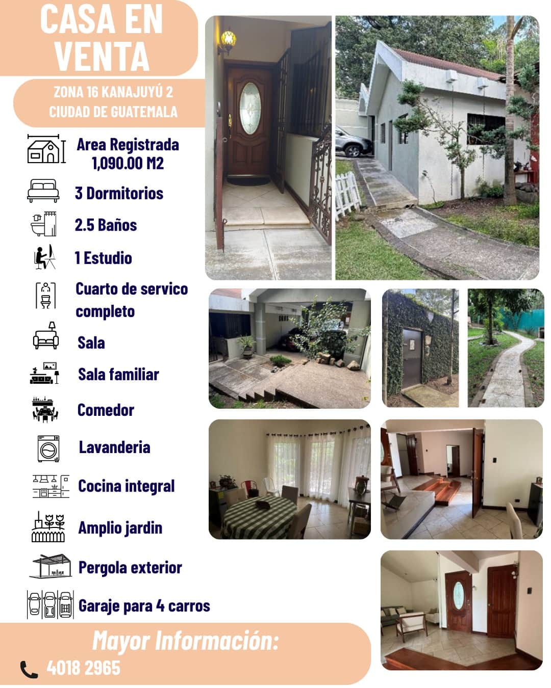 Casa en zona 16 con terreno